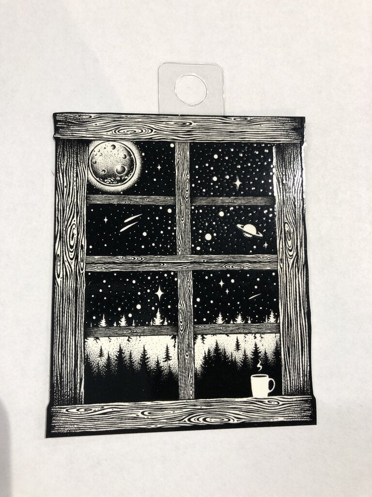 Sticker Art Starry night Through a Window