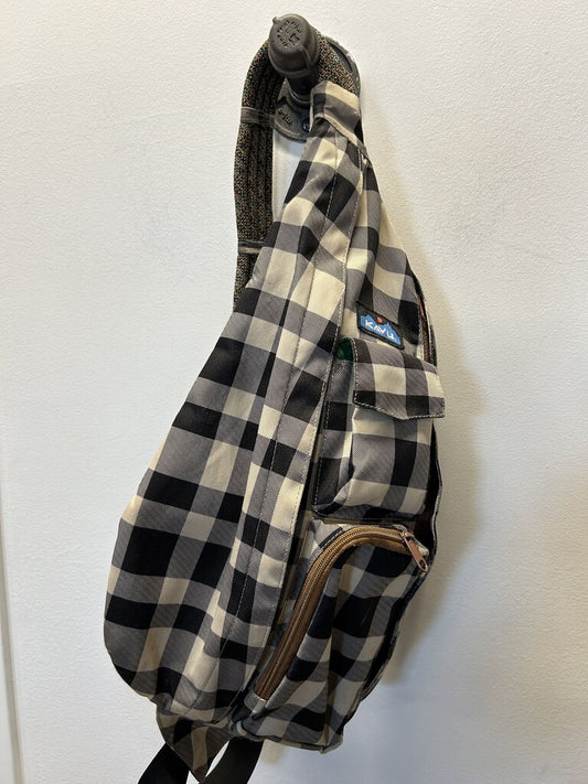 Kavu Rope Sling Bag, Black/Beige Plaid