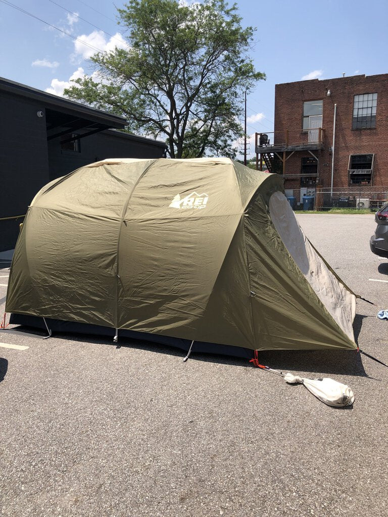 REI Kingdom Tent, Green/Black/Orange W Mudroom& Shade Shelter, 6P