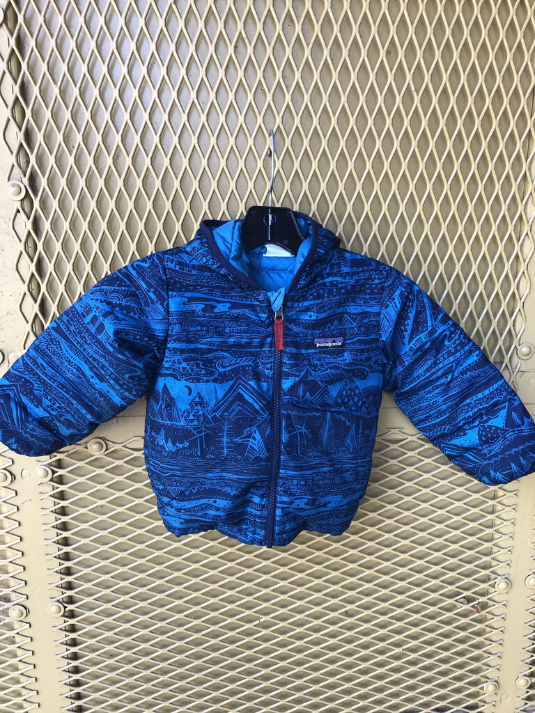 Patagonia Reversible Down Sweater Hoody, Blue/Navy, Kid's 3T