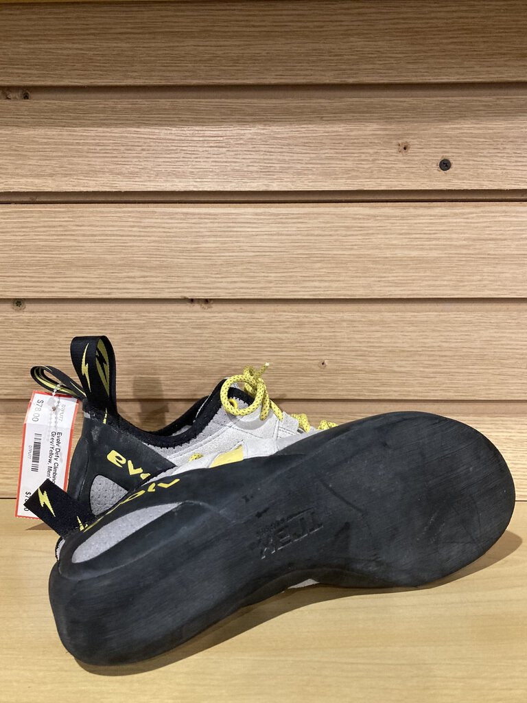 Evolv Defy Climbing Shoes, Grey/Yellow, Men's 8.5