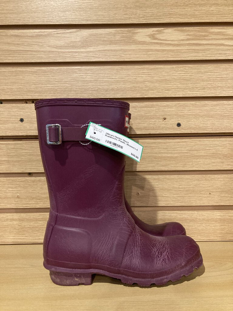 (Wear) Hunter Short Rainboots, Purple, Women's 6