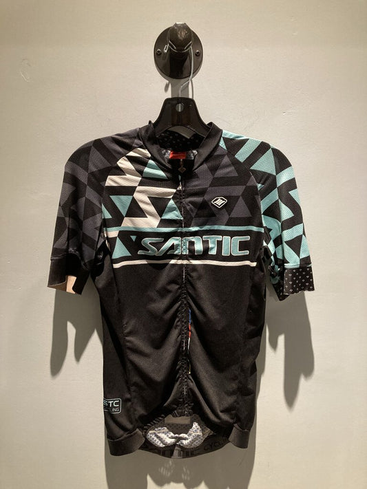 Santic Full Zip Jersey, Black/Teal, Men's L?