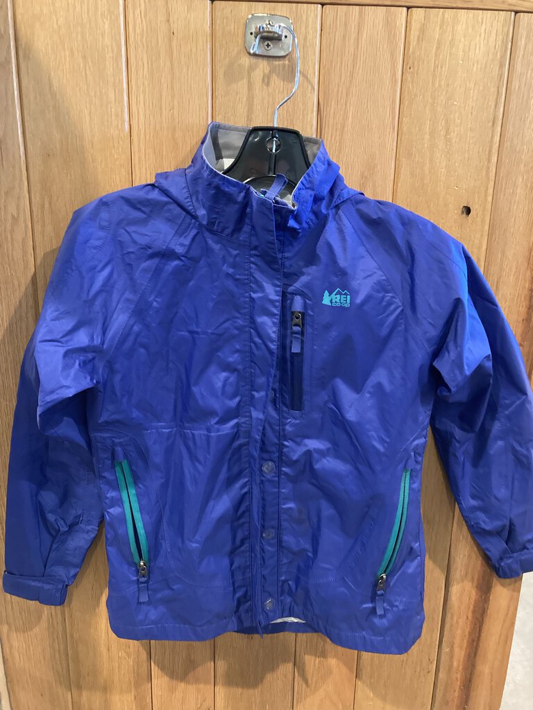 (Small Stain)REI Rain Jacket, Blue, Kids M (10/12)