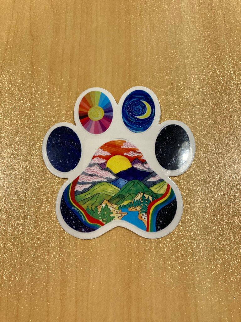Abstract Hikes Paw Power Sticker