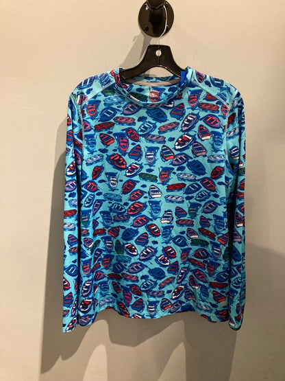 Reel Legends LS Sun Shirt, Blue/Boats, Women's L