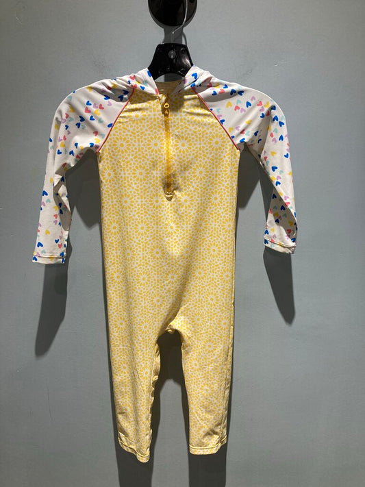 Coolibar 1/4 Zip Sun Onesie, Yellow/White, 3T