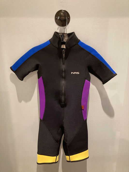 NRS Shorty Wetsuit, Black/Purple/Blue, Kid's L