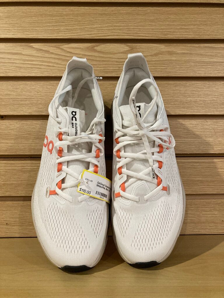 OnCloud Cloudsurfer Max, White/Pink, Men's 10.5
