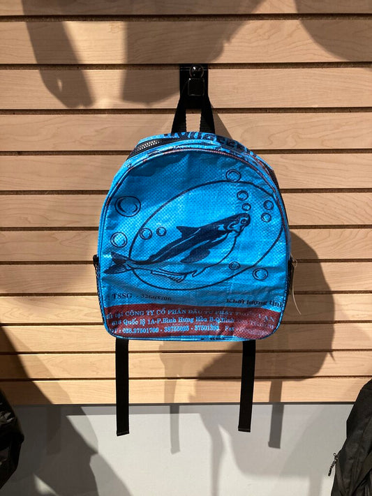 Cement 6 Upcycled Backpack, Blue Fish, OS