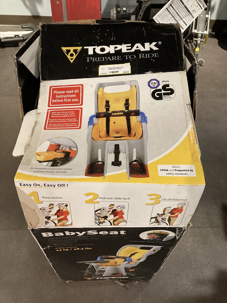 Topeak Baby Bike Seat, Yellow/Grey (in box)