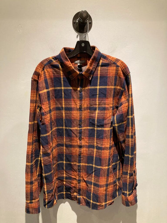 Eddie Bauer LS Flannel, Orange/Navy, Men's L Tall
