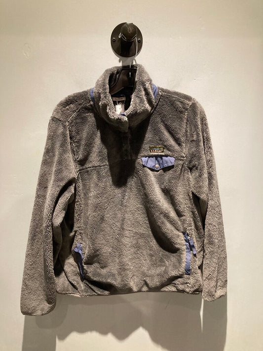 L.L.Bean Snap Up Sherpa Fleece Jacket, Grey, Women's L