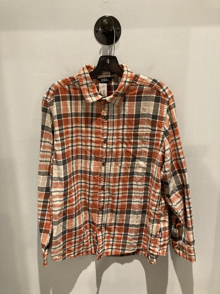 Eddie Bauer Button Up Flannel, Orange/Tan, Men's L