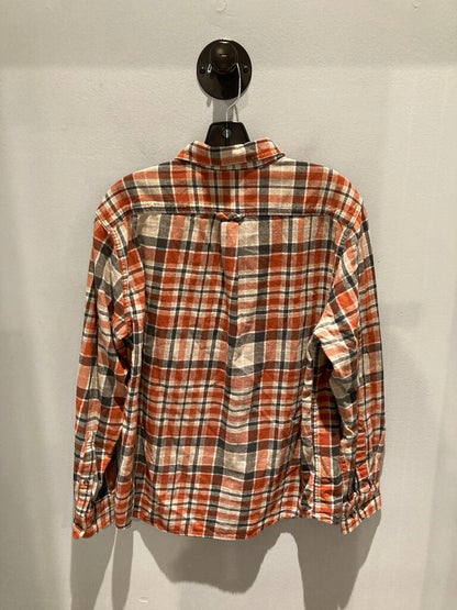 Eddie Bauer Button Up Flannel, Orange/Tan, Men's L