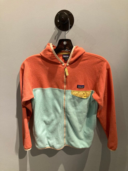 Patagonia MIcro D Snap Fleece Jacket, Orange/Mint, Kid's M