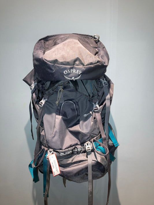 (Stains) Osprey Aura AG 50 Backpack, Grey/Teal, 50L