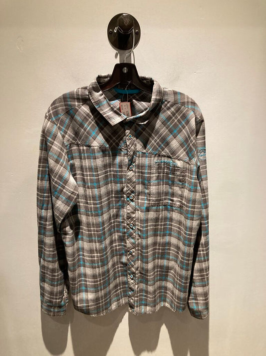La Sportiva Button Up Shirt, Grey/Blue, Men's L