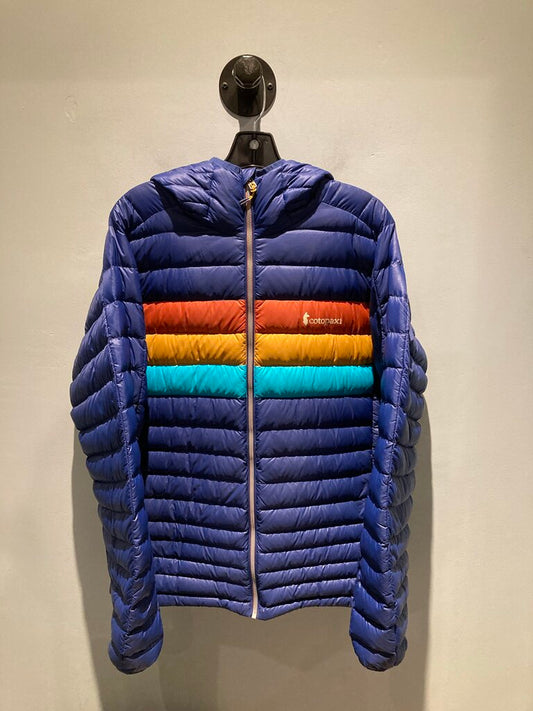 (NEW) Cotopaxi Fuego Down Jacket w/ Hood, Navy/Multi, Men's XL