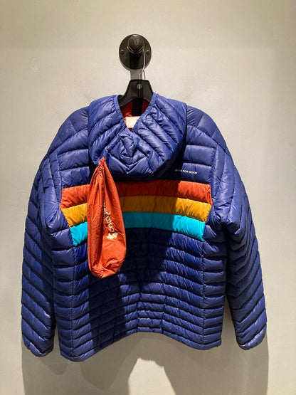 (NEW) Cotopaxi Fuego Down Jacket w/ Hood, Navy/Multi, Men's XL
