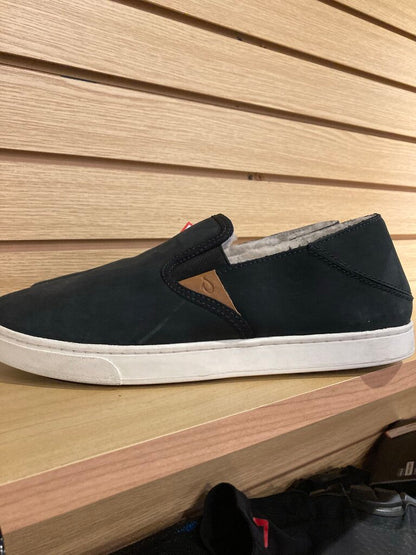 Olukai Sherpa Lined Slip On, Black, Women's 9
