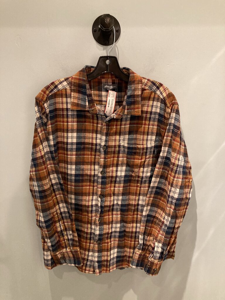 Eddie Bauer LS Button Up, Orange/White/Blue, Men's XL