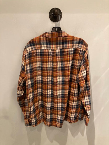 Eddie Bauer LS Button Up, Orange/White/Blue, Men's XL