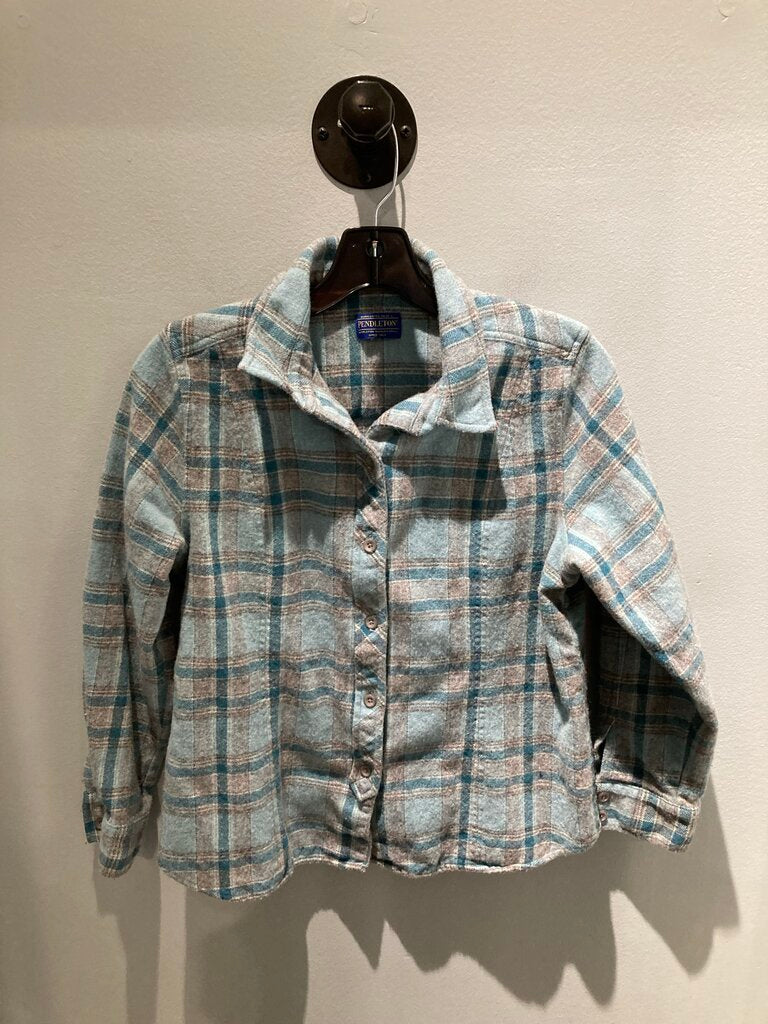 Pendleton Wool Button Up, Blue, Kids L (shrunken)