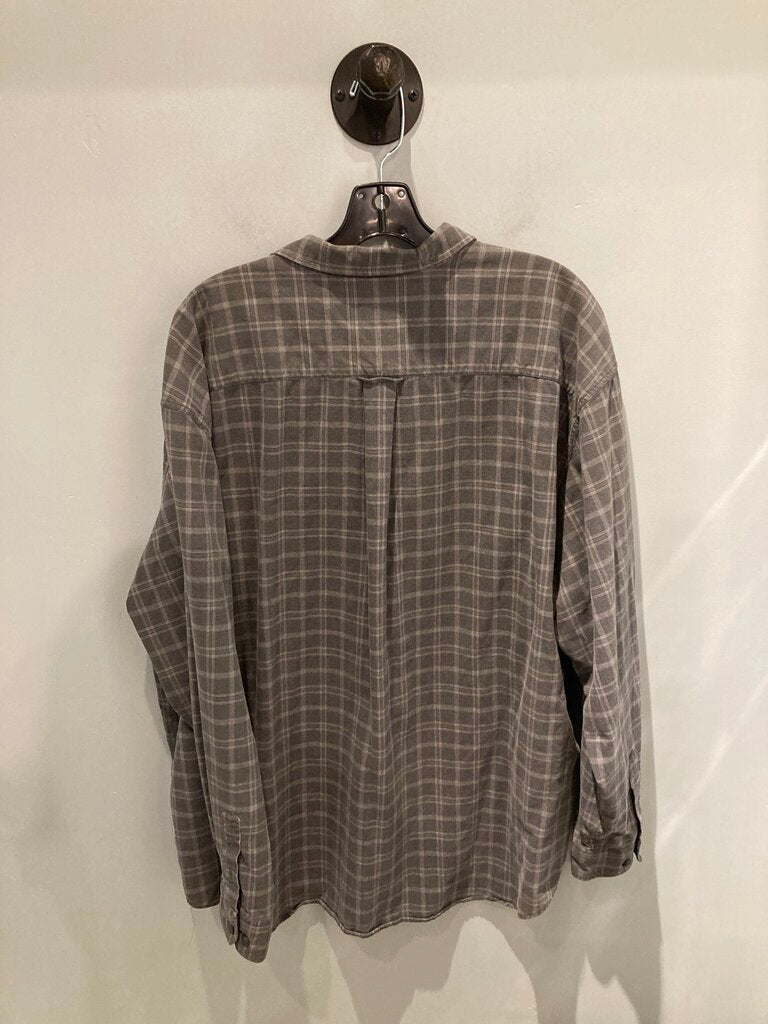 Eddie Bauer LS Button Up, Grey, Men's XXL