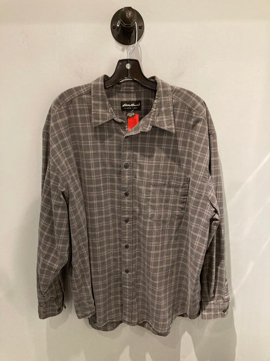 Eddie Bauer LS Button Up, Grey, Men's XXL