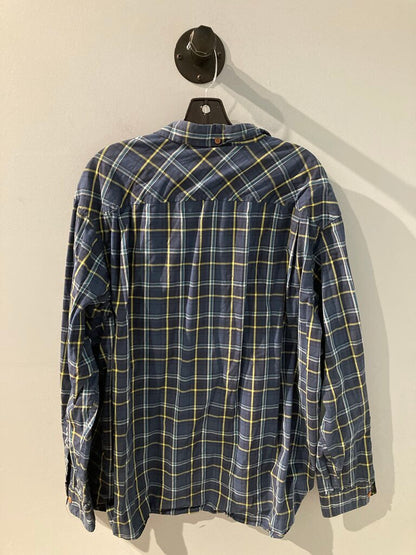 Duluth LS Button Up, Blue/Yellow, Men's 2XL Tall