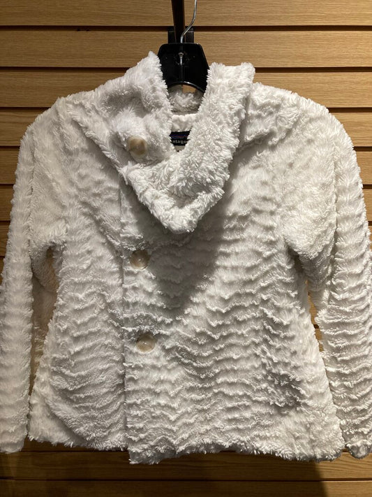 Patagonia Button Up Fleece Jacket, White, Girls M (10)