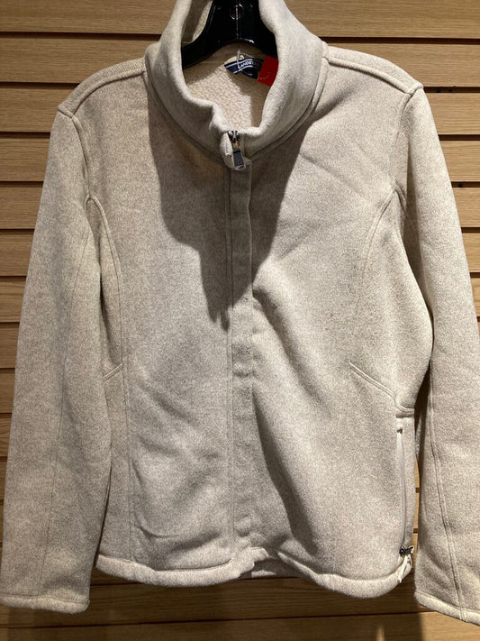 Lands End Full Zip Fleece Jacket, Natural, Women's L