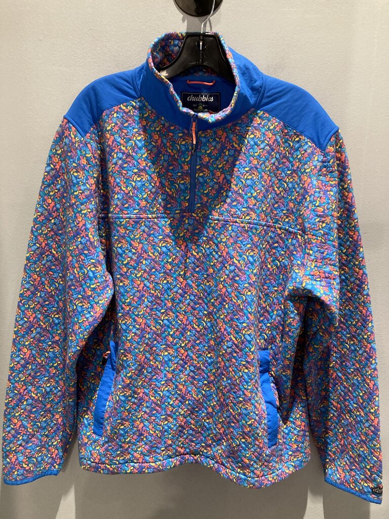 Chubbies Quilted 1/4 Zip Jacket, Blue/Pink Floral, Men's L