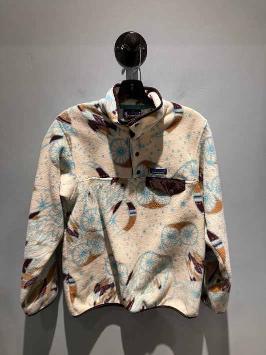 Patagonia Snap T Fleece, White/Blue/Purple Print, Women's M
