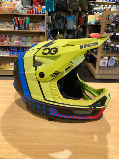 IXS XULT Full Face Bike Helmet, Green/Blue/Black, S/M