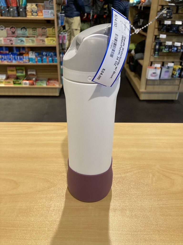 Owala Waterbottle w/ Boot, White/Purple, 24 OZ