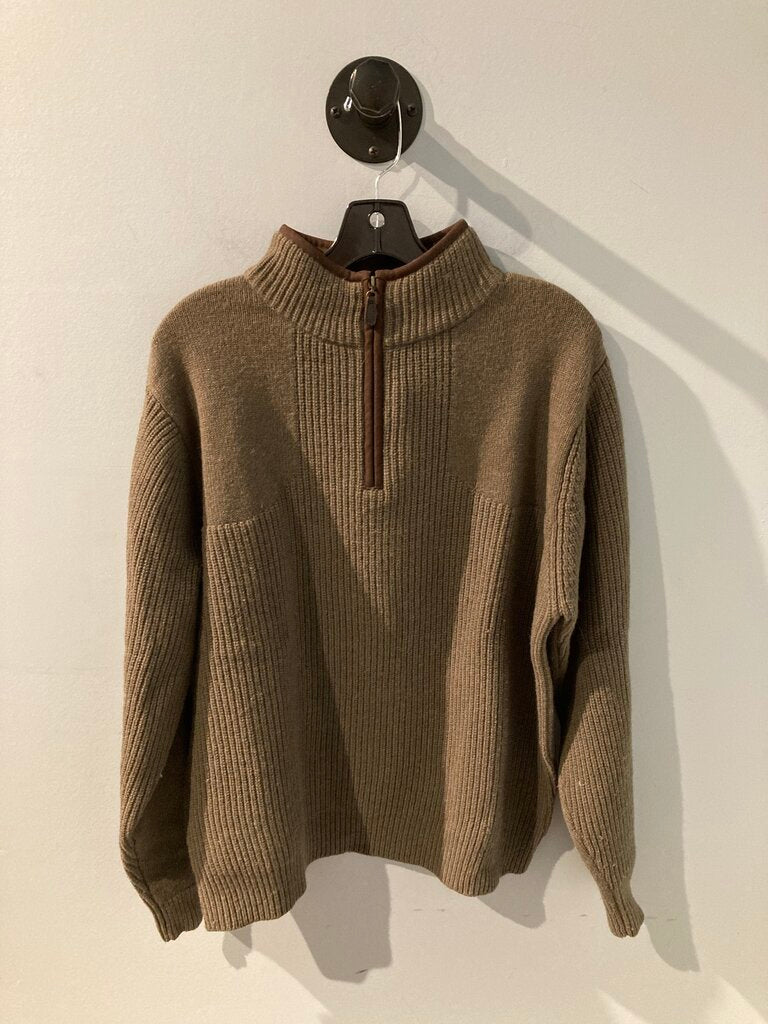 LL Bean Merino 1/4 Zip Pullover, Green, Men's M