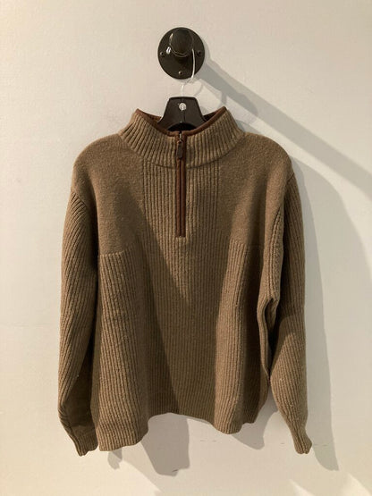 LL Bean Merino 1/4 Zip Pullover, Green, Men's M