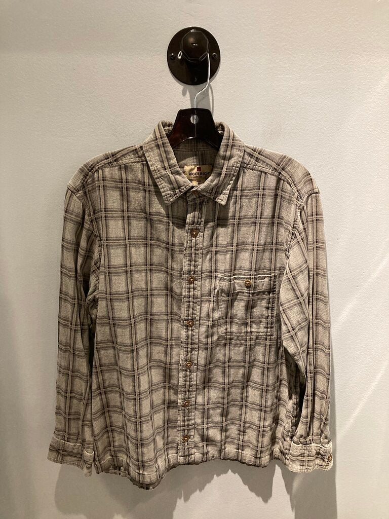 Woolrich LS Button Up,Grey/Black, Men's M