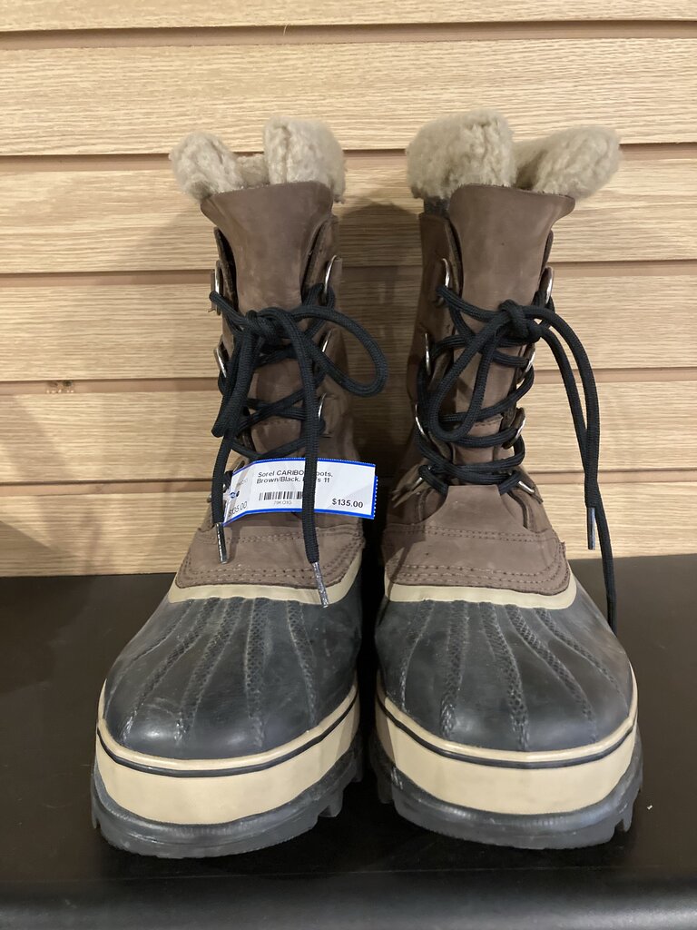 Sorel CARIBOU Boots, Brown/Black, Men's 11