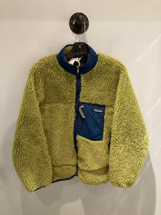 Patagonia Deep Pile Fleece Jacket, Green/Blue, Kids XL (14)