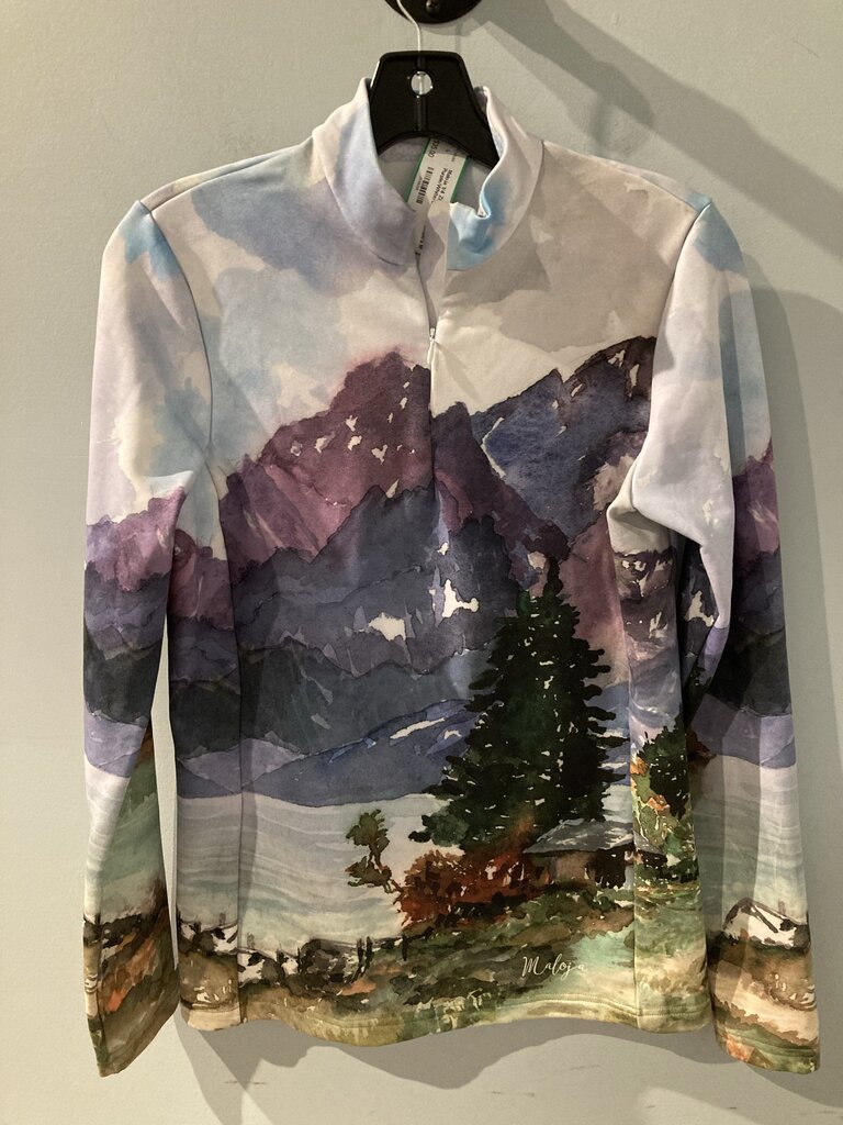 Maloja 1/4 Zip LS Baselayer, Purple/White/Green, Women's M