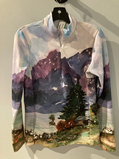 Maloja 1/4 Zip LS Baselayer, Purple/White/Green, Women's M