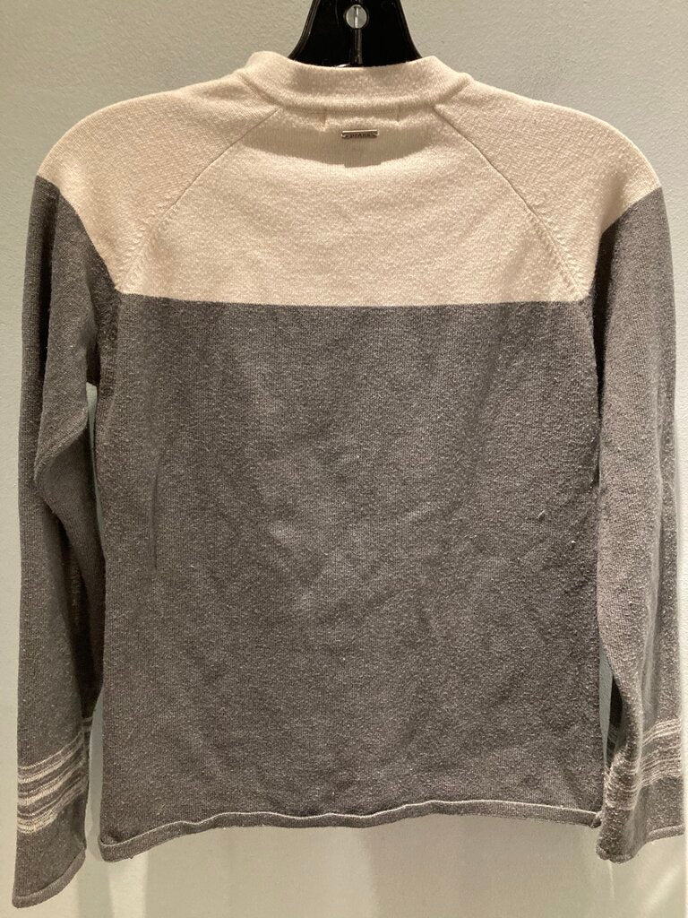 Prana Zip Neck Crew Sweater, Grey/White, Women's XS