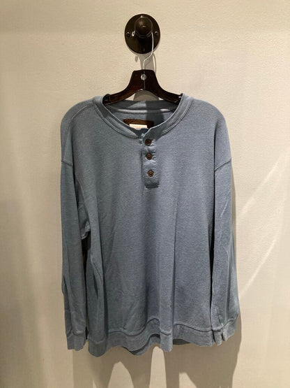 Reel Legends LS Waffle Henley, Blue, Men's L