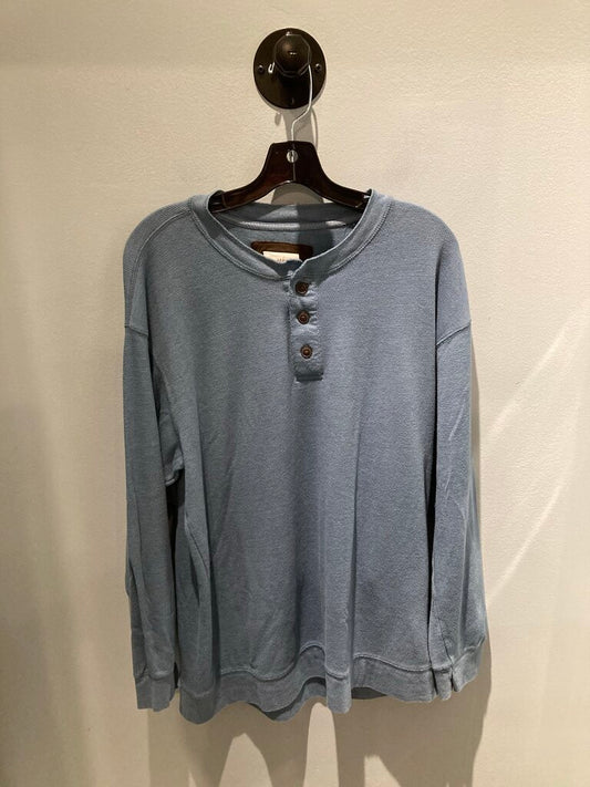 Reel Legends LS Waffle Henley, Blue, Men's L