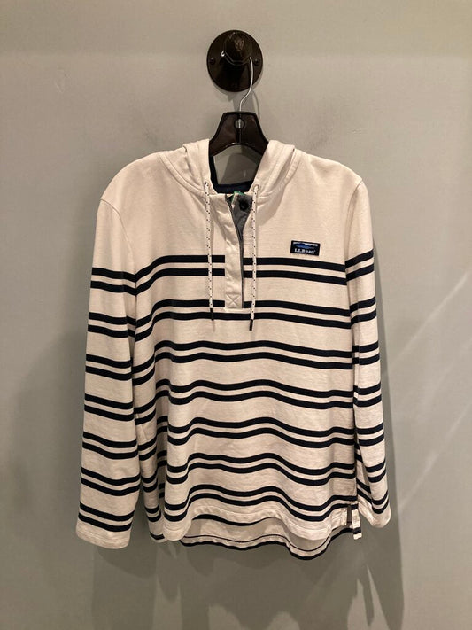 LL Bean Button Hoody, White/Navy, Men's XL