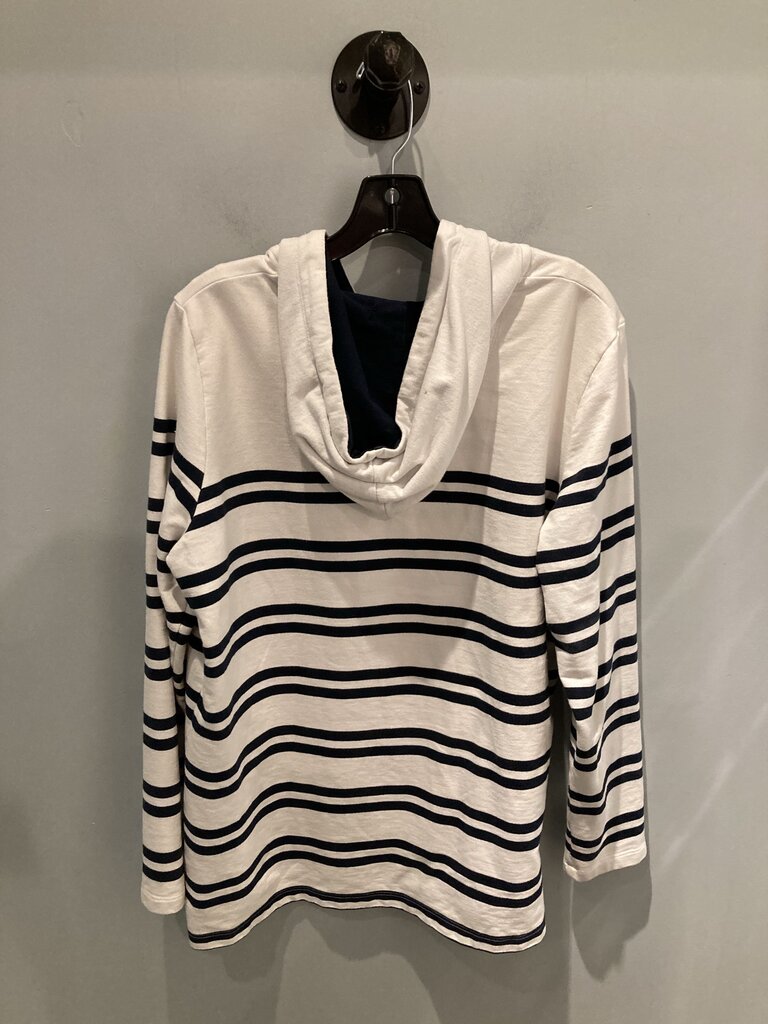 LL Bean Button Hoody, White/Navy, Men's XL