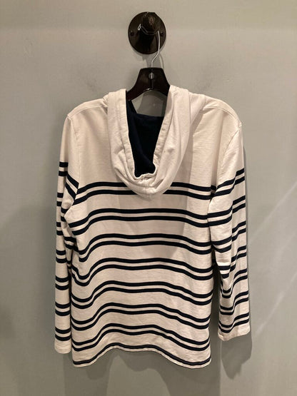 LL Bean Button Hoody, White/Navy, Men's XL